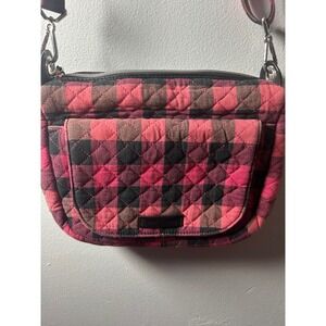 Vera Bradley Plaid Crossbody Bag Pink Black Quilted Shoulder Bag